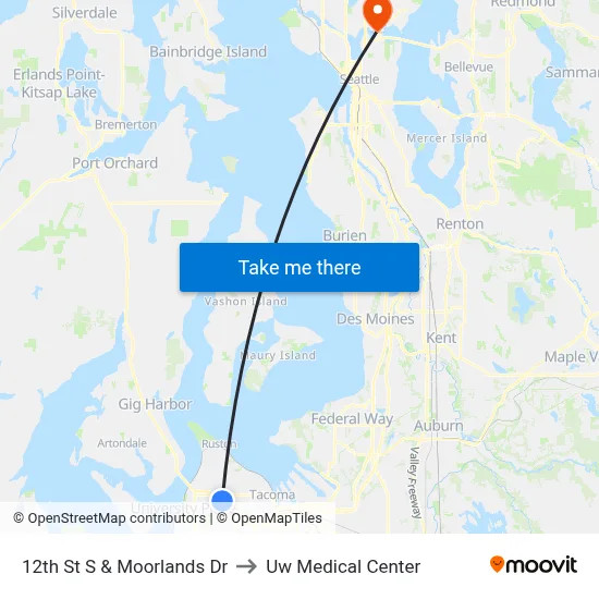12th St S & Moorlands Dr to Uw Medical Center map