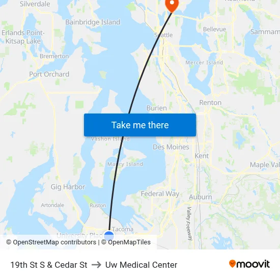 19th St S & Cedar St to Uw Medical Center map