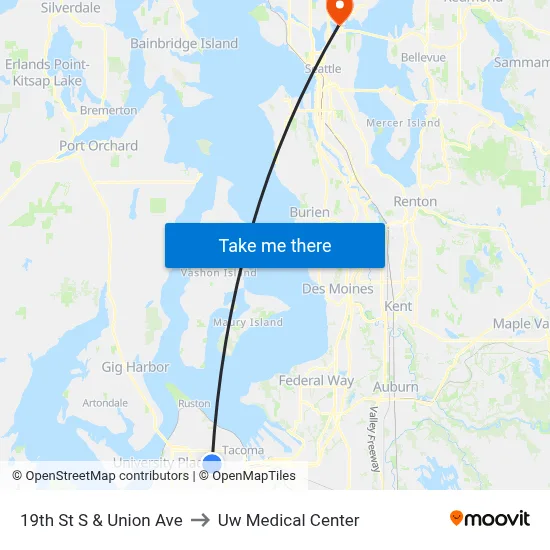 19th St S & Union Ave to Uw Medical Center map