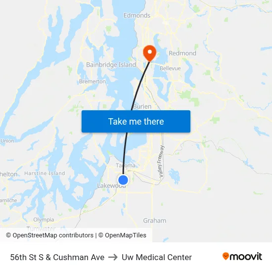 56th St S & Cushman Ave to Uw Medical Center map