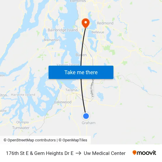 176th St E & Gem Heights Dr E to Uw Medical Center map