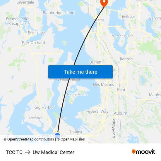 TCC TC to Uw Medical Center map