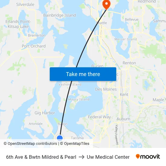6th Ave & Bwtn Mildred & Pearl to Uw Medical Center map