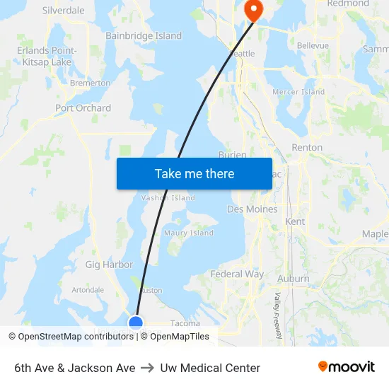 6th Ave & Jackson Ave to Uw Medical Center map