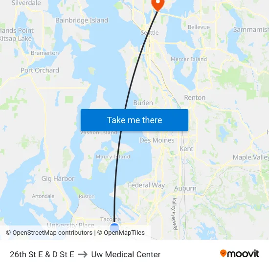26th St E & D St E to Uw Medical Center map