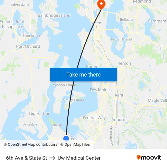 6th Ave & State St to Uw Medical Center map
