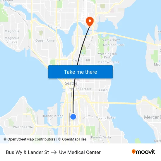 Bus Wy & Lander St to Uw Medical Center map