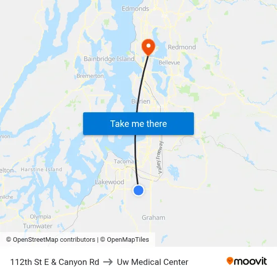 112th St E & Canyon Rd to Uw Medical Center map