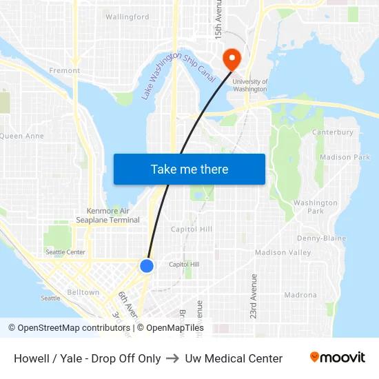 Howell / Yale - Drop Off Only to Uw Medical Center map