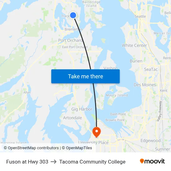 Fuson at Hwy 303 to Tacoma Community College map