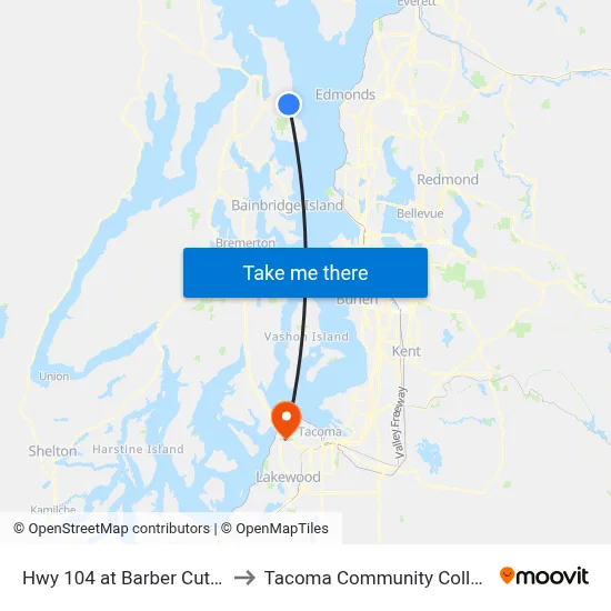 Hwy 104 at Barber Cutoff to Tacoma Community College map