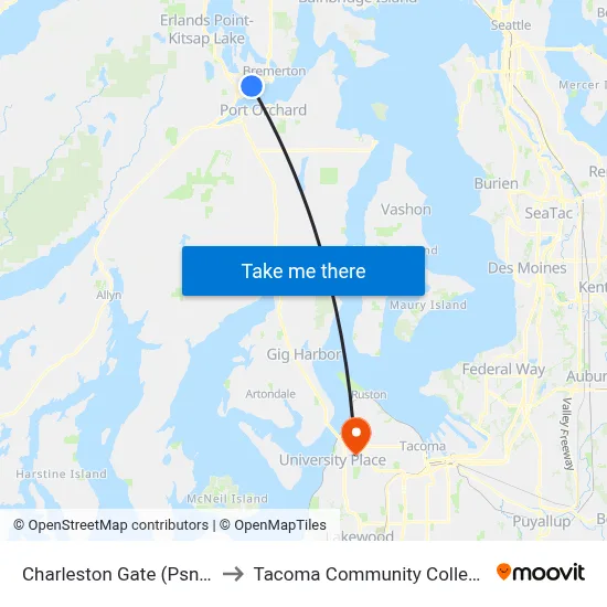 Charleston Gate (Psns) to Tacoma Community College map