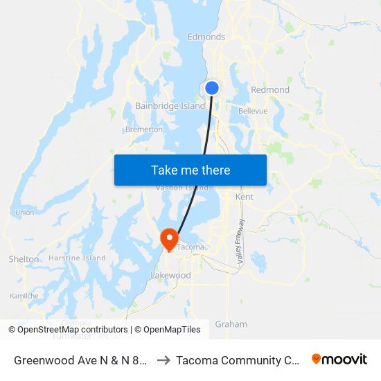 Greenwood Ave N & N 80th St to Tacoma Community College map