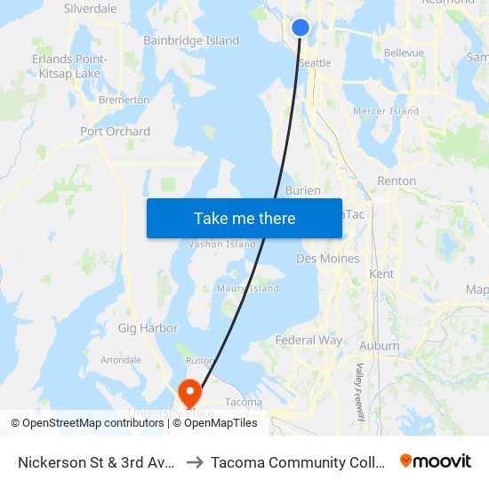 Nickerson St & 3rd Ave N to Tacoma Community College map