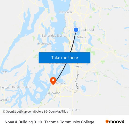 Noaa & Building 3 to Tacoma Community College map