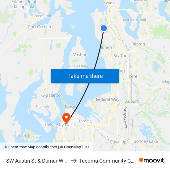 SW Austin St & Dumar Way SW to Tacoma Community College map