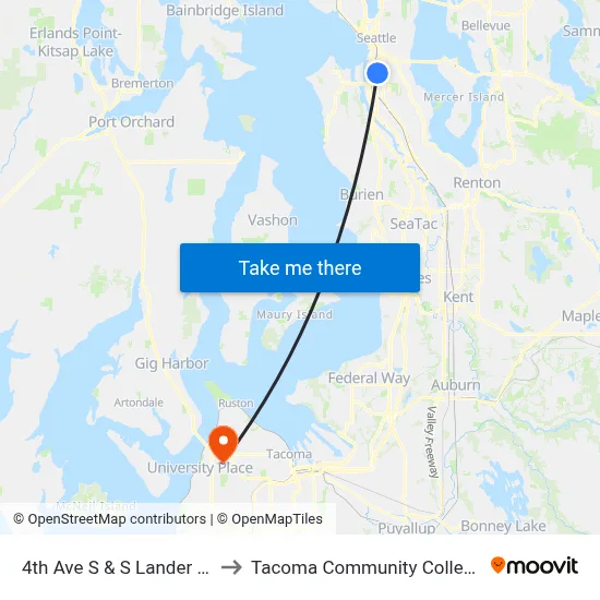4th Ave S & S Lander St to Tacoma Community College map