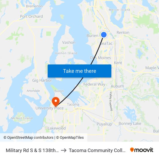 Military Rd S & S 138th St to Tacoma Community College map