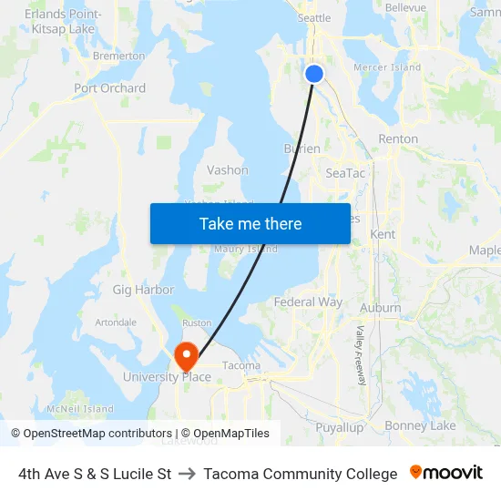 4th Ave S & S Lucile St to Tacoma Community College map