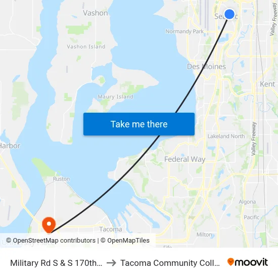 Military Rd S & S 170th St to Tacoma Community College map