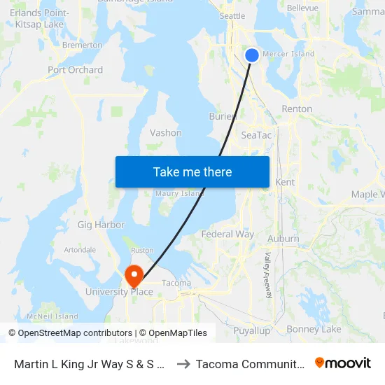 Martin L King Jr Way S & S Edmunds St to Tacoma Community College map