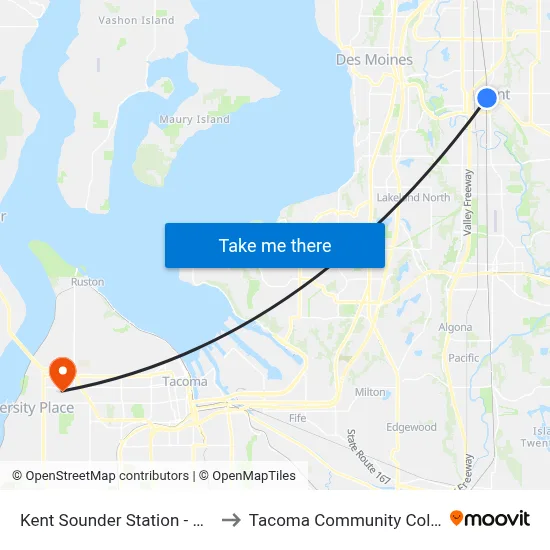 Kent Sounder Station - Bay 5 to Tacoma Community College map
