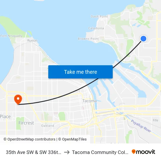 35th Ave SW & SW 336th St to Tacoma Community College map