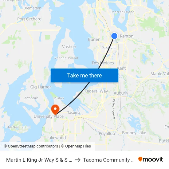 Martin L King Jr Way S & S 129th St to Tacoma Community College map
