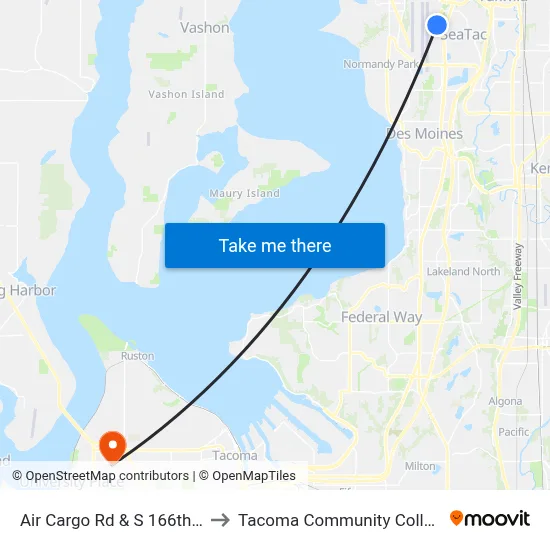 Air Cargo Rd & S 166th St to Tacoma Community College map