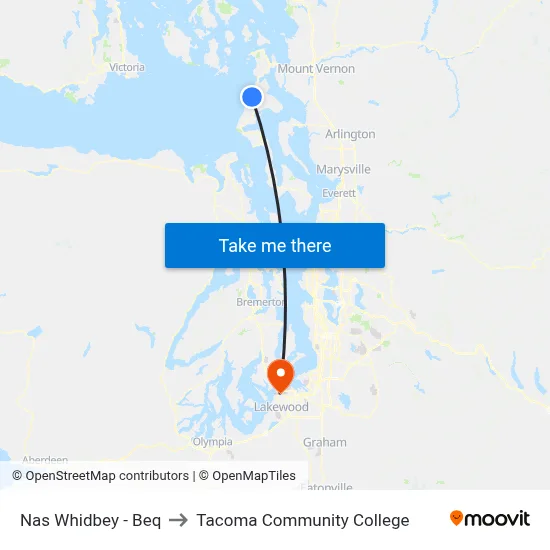 Nas Whidbey - Beq to Tacoma Community College map
