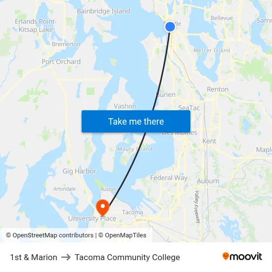 1st & Marion to Tacoma Community College map