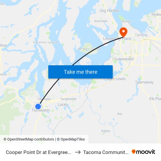 Cooper Point Dr at Evergreen Park Dr [Sb to Tacoma Community College map