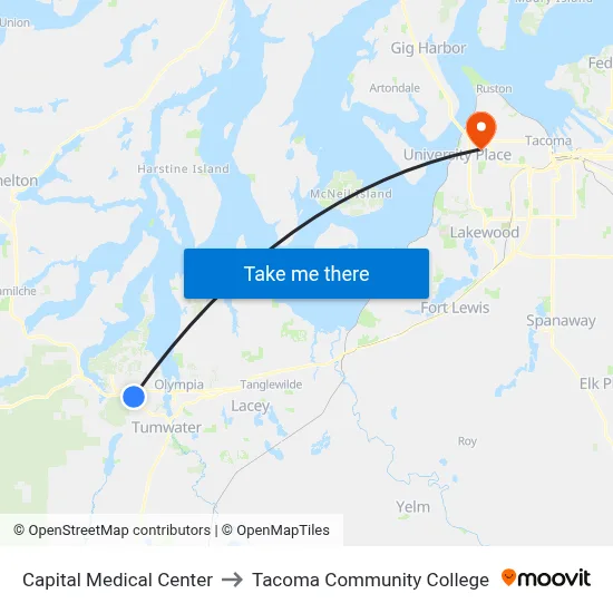 Capital Medical Center to Tacoma Community College map