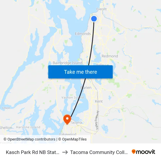 Kasch Park Rd NB Station to Tacoma Community College map