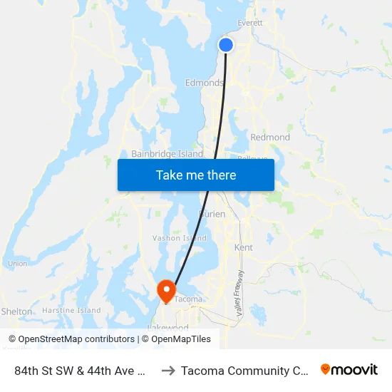 84th St SW & 44th Ave W - Wb to Tacoma Community College map