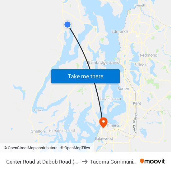 Center Road at Dabob Road (Milepost 11.7) to Tacoma Community College map