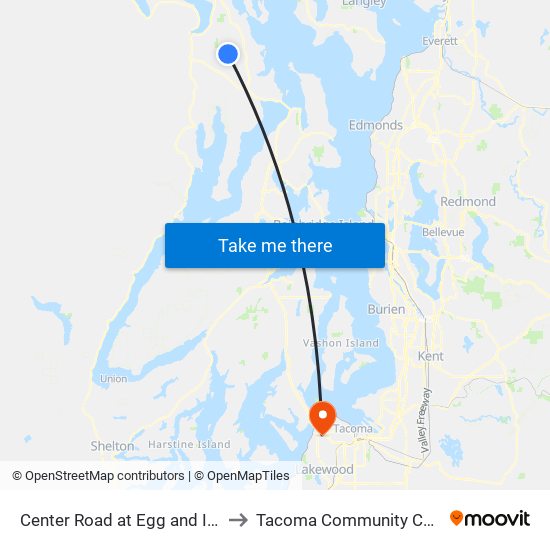 Center Road at Egg and I Road to Tacoma Community College map