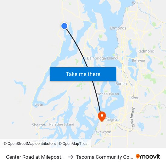 Center Road at Milepost 13.8 to Tacoma Community College map