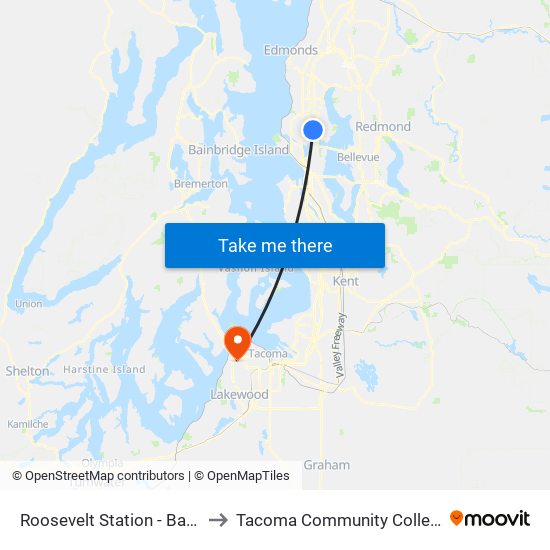 Roosevelt Station - Bay 4 to Tacoma Community College map