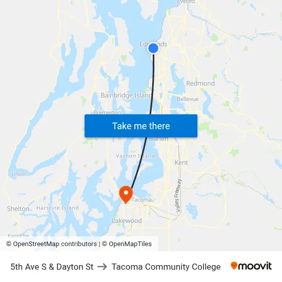 5th Ave S & Dayton St to Tacoma Community College map