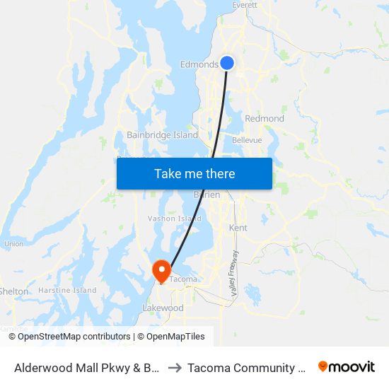 Alderwood Mall Pkwy & Beech Rd to Tacoma Community College map