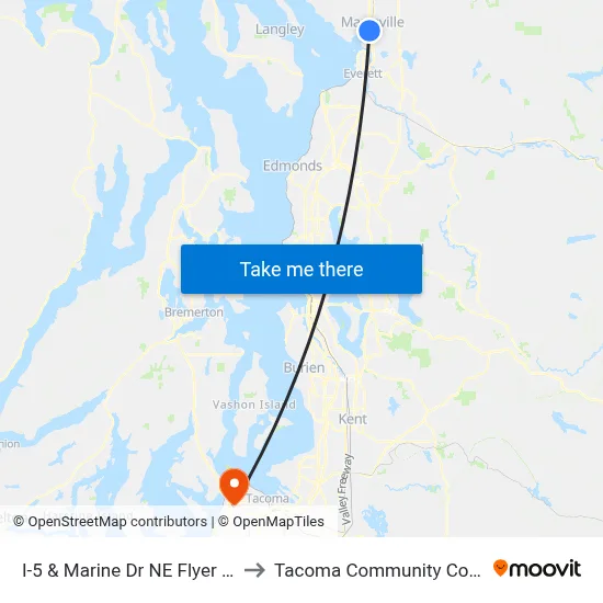 I-5 & Marine Dr NE Flyer Stop to Tacoma Community College map