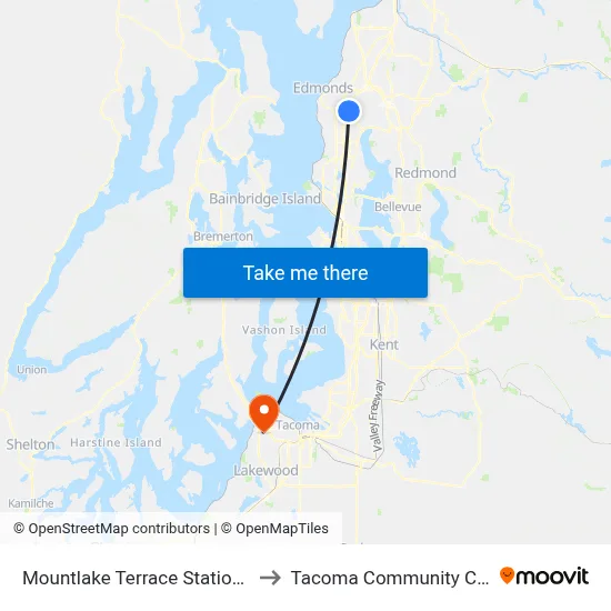 Mountlake Terrace Station Bay 3 to Tacoma Community College map