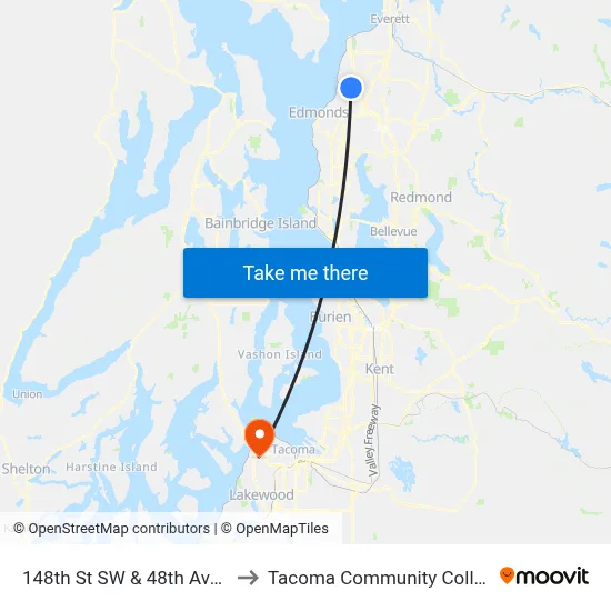 148th St SW & 48th Ave W to Tacoma Community College map