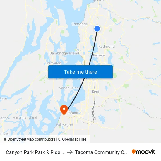 Canyon Park Park & Ride Bay 2 to Tacoma Community College map