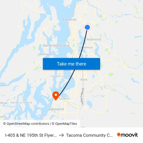 I-405 & NE 195th St Flyer Stop to Tacoma Community College map