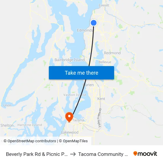 Beverly Park Rd & Picnic Point Rd to Tacoma Community College map