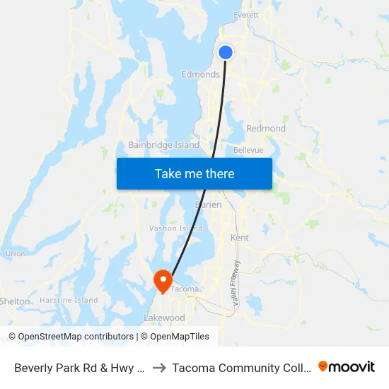 Beverly Park Rd & Hwy 525 to Tacoma Community College map