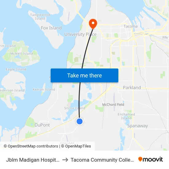 Jblm Madigan Hospital to Tacoma Community College map