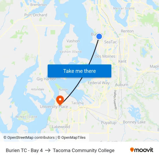 Burien TC - Bay 4 to Tacoma Community College map